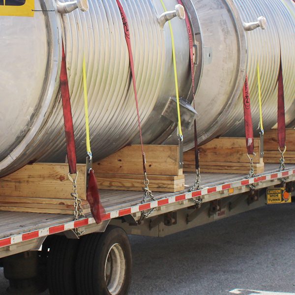 half-pipe vessels with shipping saddles to protect the vessel